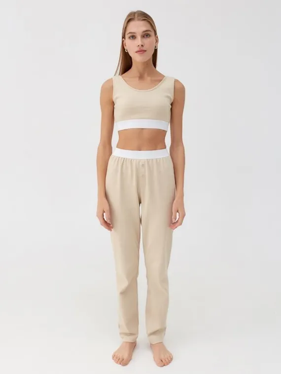 Брюки пижамные женские MINAKU: Home collection цвет бежевый, р-р 52