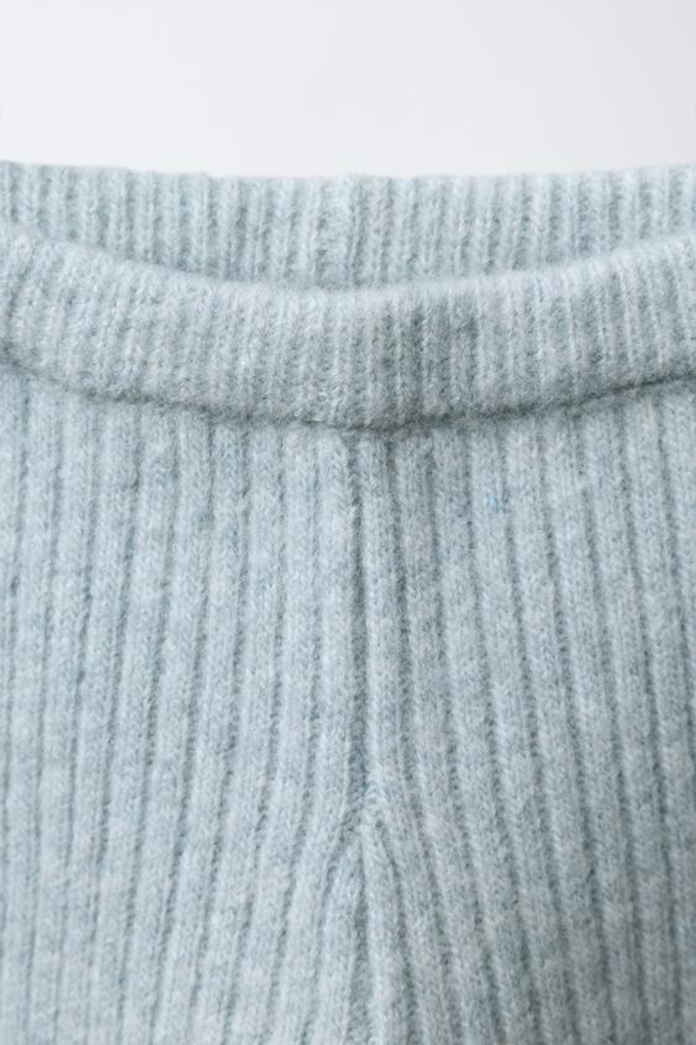 ZARA ЛЕГИНСЫ ИЗ РУБЧАТОГО ТРИКОТАЖА, ВОДЯНИСТО-ЗЕЛЕНЫЙ