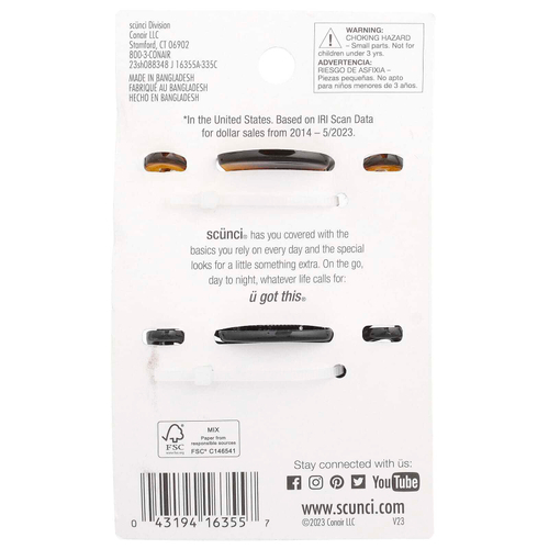 Scunci, Заколки-крабы для густых волос Effortless Beauty, 2 штуки