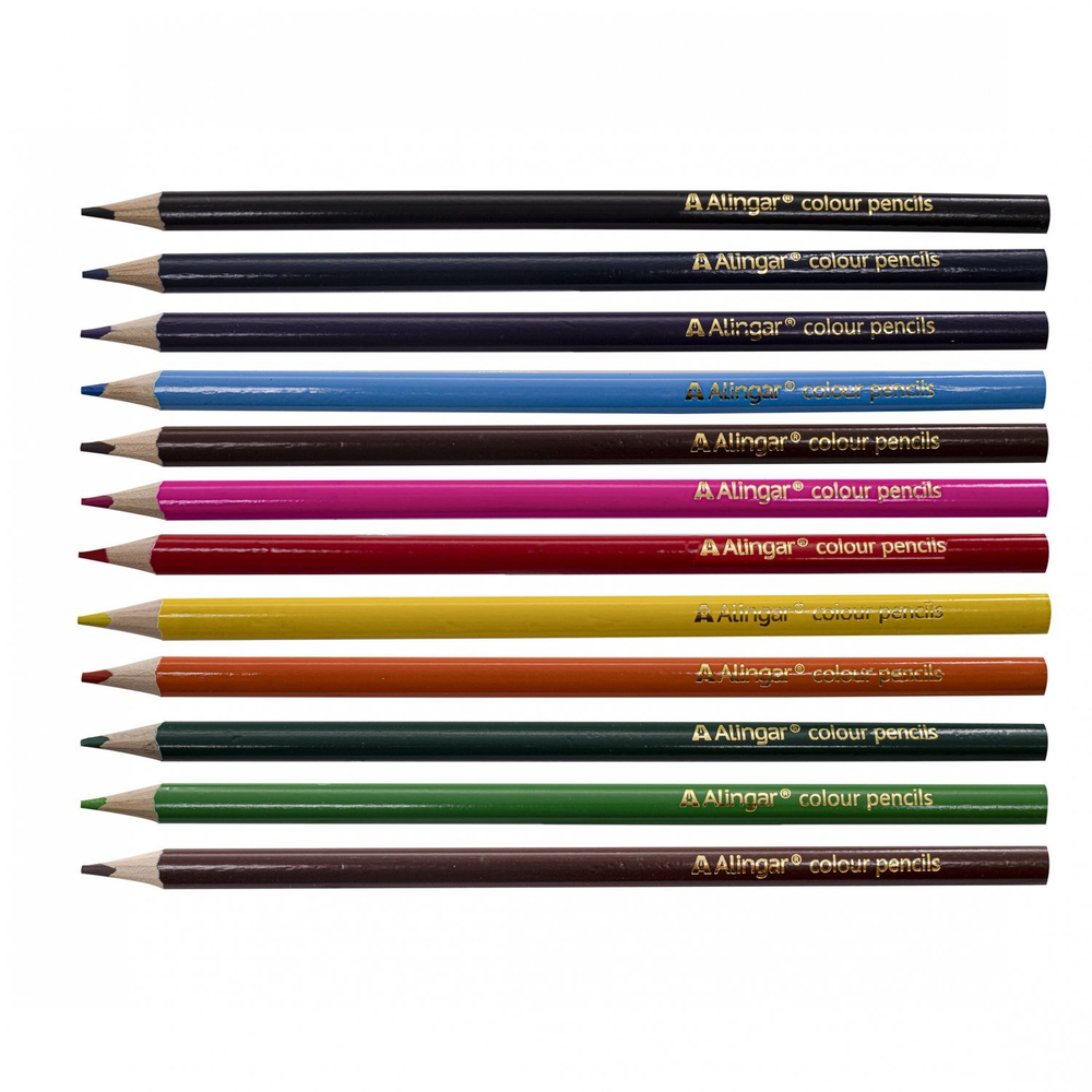 Карандаши цветные Alingar 12 цв., "Цветы" деревянные, трехгранные, заточенные, грифель 2.8 мм, картон. уп., европодвес