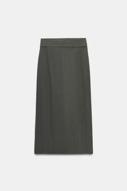 ZARA ЮБКА МИДИ НА ЗАПÁХЕ, ЛИНЯЛЫЙ НЕФТЯНОЙ