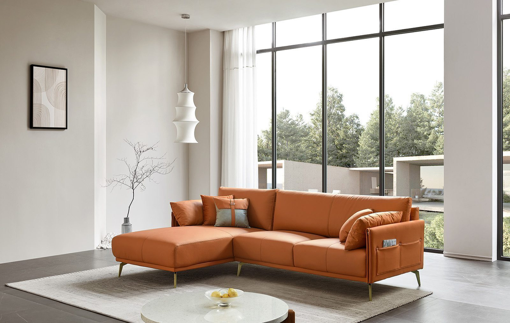 Диван CALIFORNIA NAPPA SF002 угловой (3-х местный левый угол) коричневый 6606