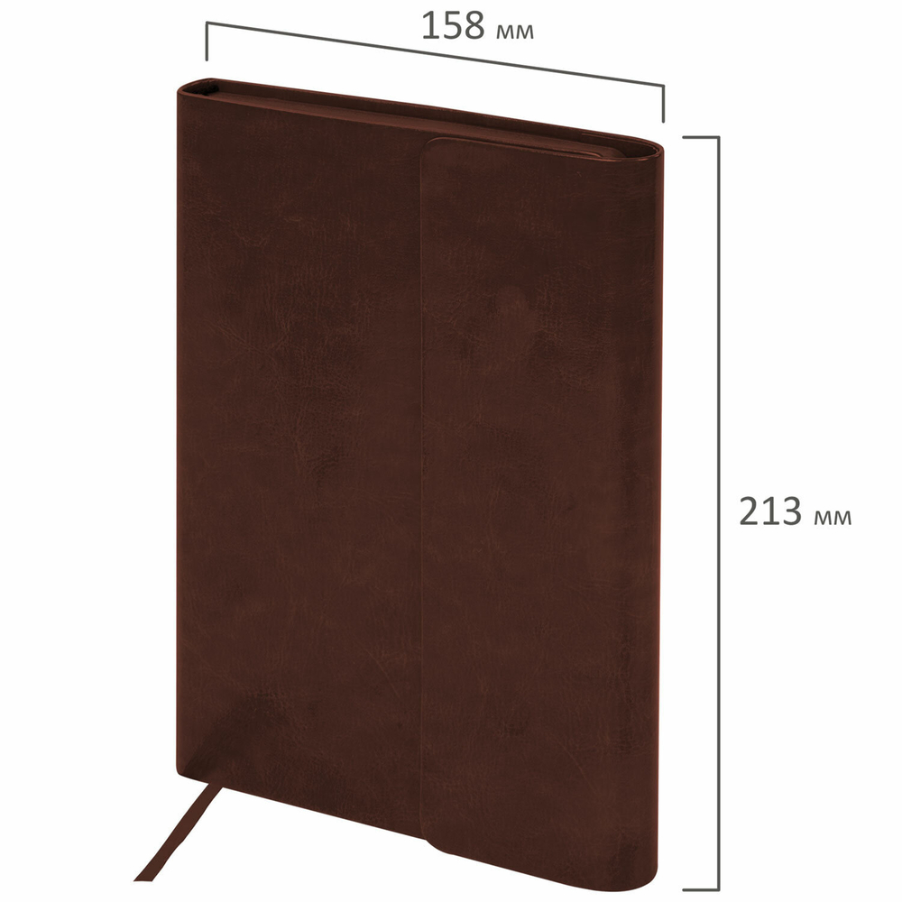 Ежедневник недатир. А5, 160л., кожзам, Brauberg "Magnetic X", коричневый