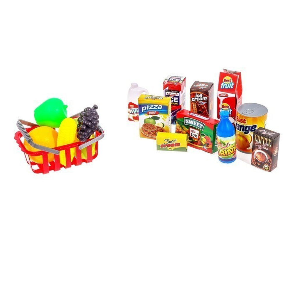 Игровой набор Супермаркет с кассой, тележкой, корзинкой с продуктами и аксессуарами