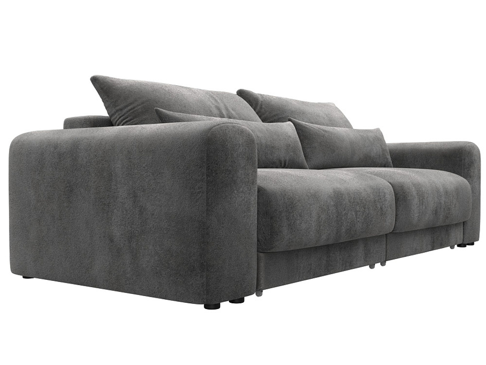 Диван прямой Лига-056 НПБ, TOWER 10 серый, Велюр, 129124