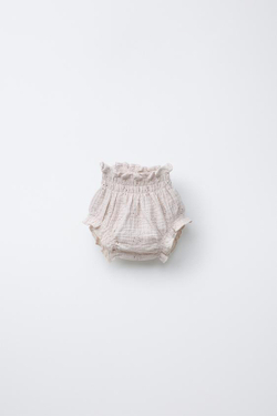 ZARA ТРУСЫ С ЦВЕТОЧНОЙ ВЫШИВКОЙ, БЕЖЕВЫЙ