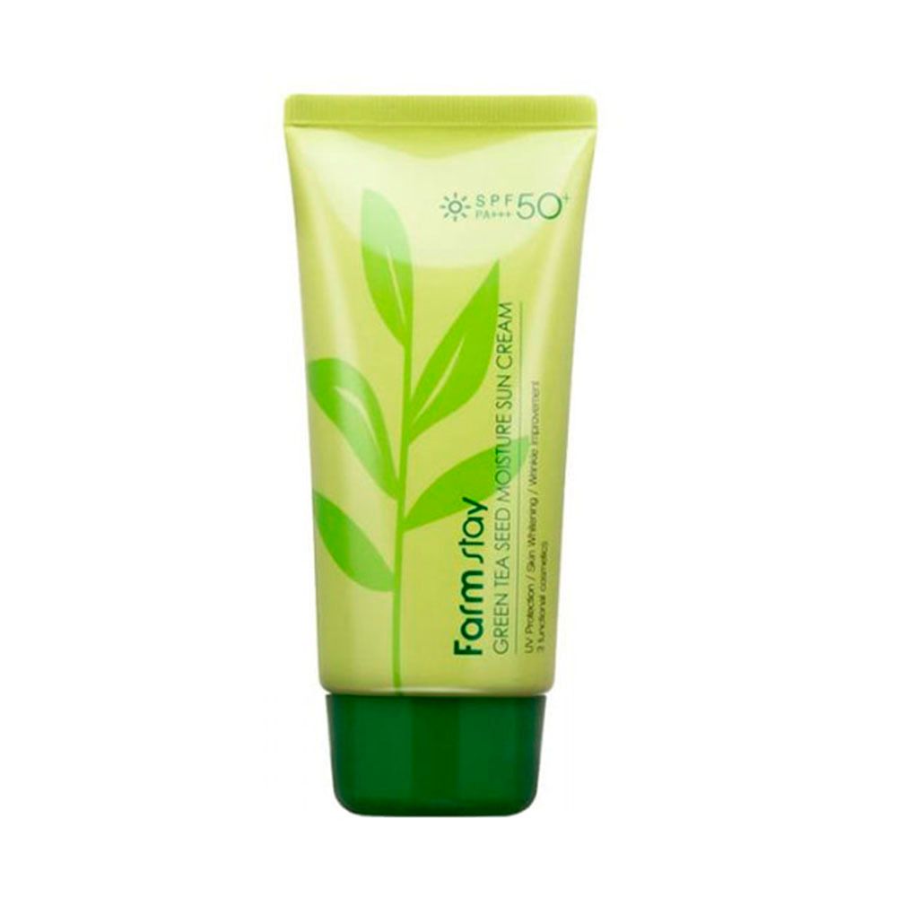 Крем солнцезащитный с семенами зеленого чая FARMSTAY Green Tea Moisture Sun Cream SPF50+ PA+++ 70 гр