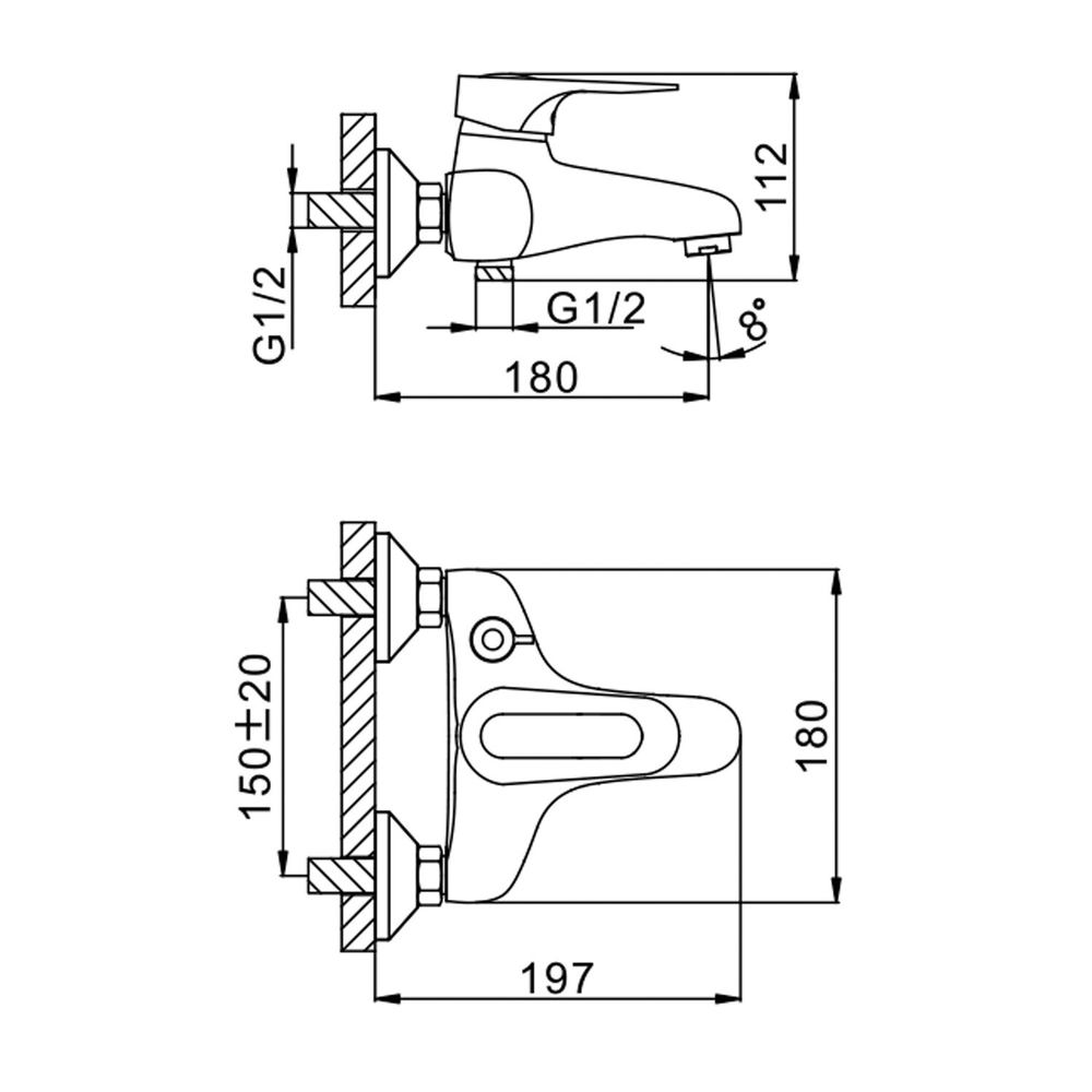 Смеситель для ванны 40к F3204 FRAP шар. перекл. в корп. (хром, латунь)
