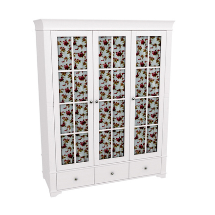 Шкаф 3х дверный со стеклянными дверями «Бейли» белый воск