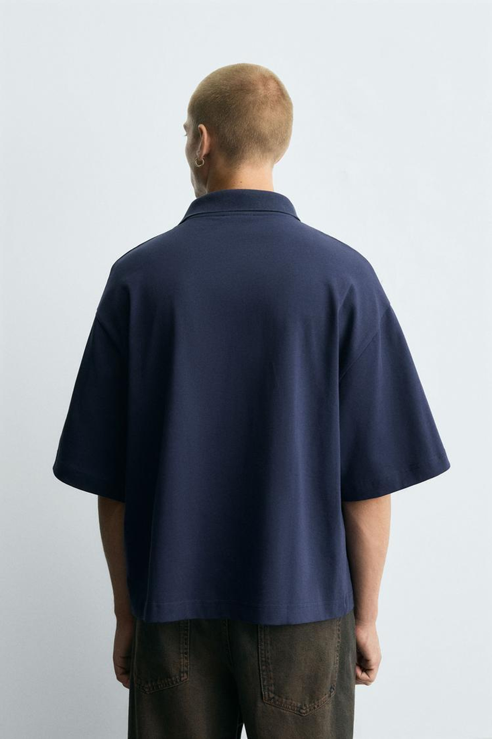 ZARA ПОЛО С ПРИНТОМ «ФУТБОЛ РЕТРО», МОРСКОЙ СИНИЙ