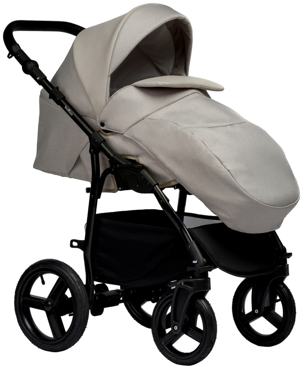 Детская коляска Indigo Impulse Eco 3 в 1 с автокреслом Avionaut Cosmo Grey Ie02 бежевая кожа/бежевый