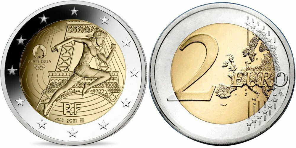 Франция 2 евро, 2021 XXXIII летние Олимпийские игры, Париж 2024 UNC