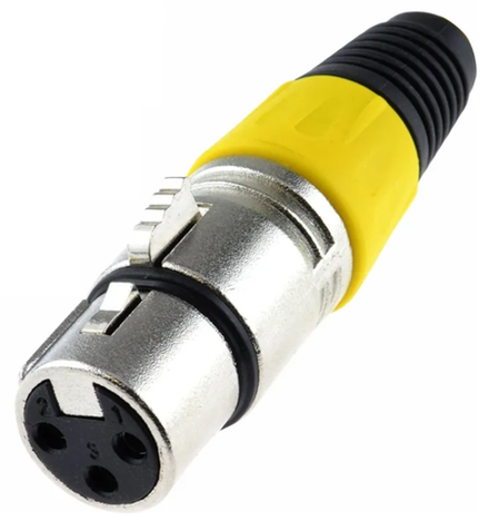Акустический разъём XLR, 3-х контактный, "мама" (желтый)