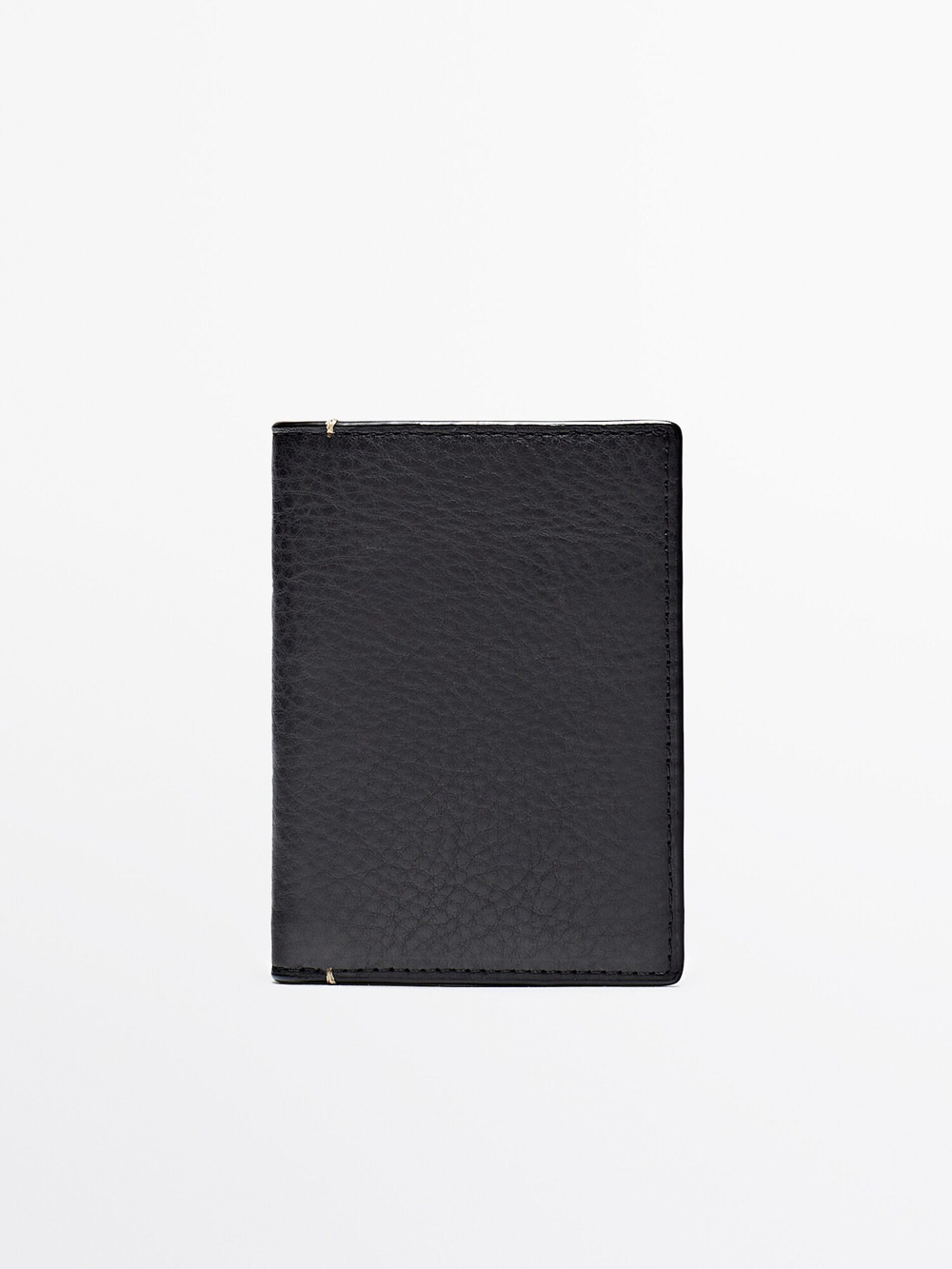 Massimo Dutti Вертикальный кошелек из кожи, черный