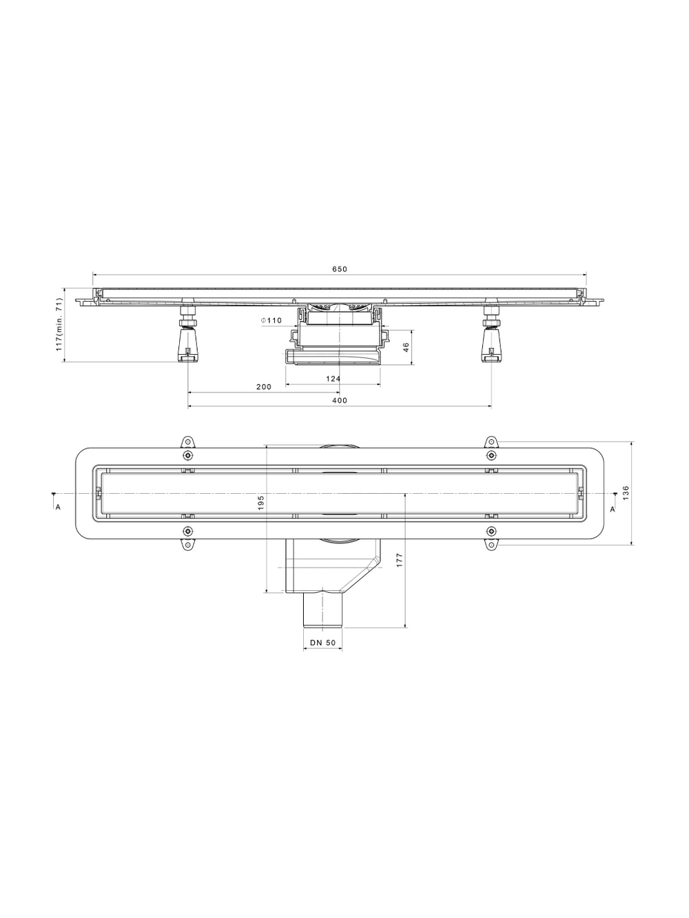 Душевой лоток POINT Гермес 650 PN50165