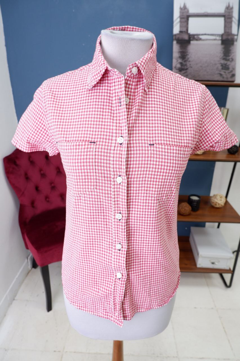 Рубашка в мелкую клетку 44 размер