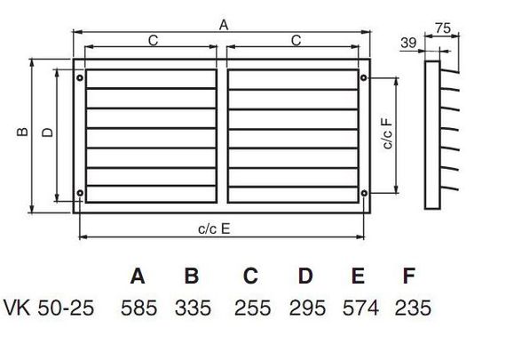VK 50/25 Инерционная решетка Systemair