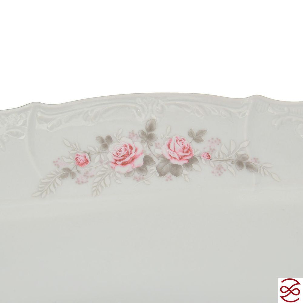 Блюдо для рыбы Bernadotte Серая роза платина 65 см