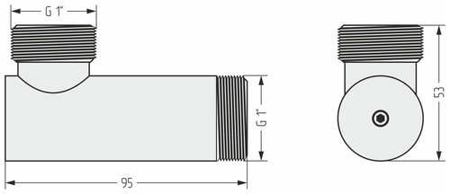 Уголок со спускным клапаном Сунержа переходной (G 1" НР х G 1" НР)