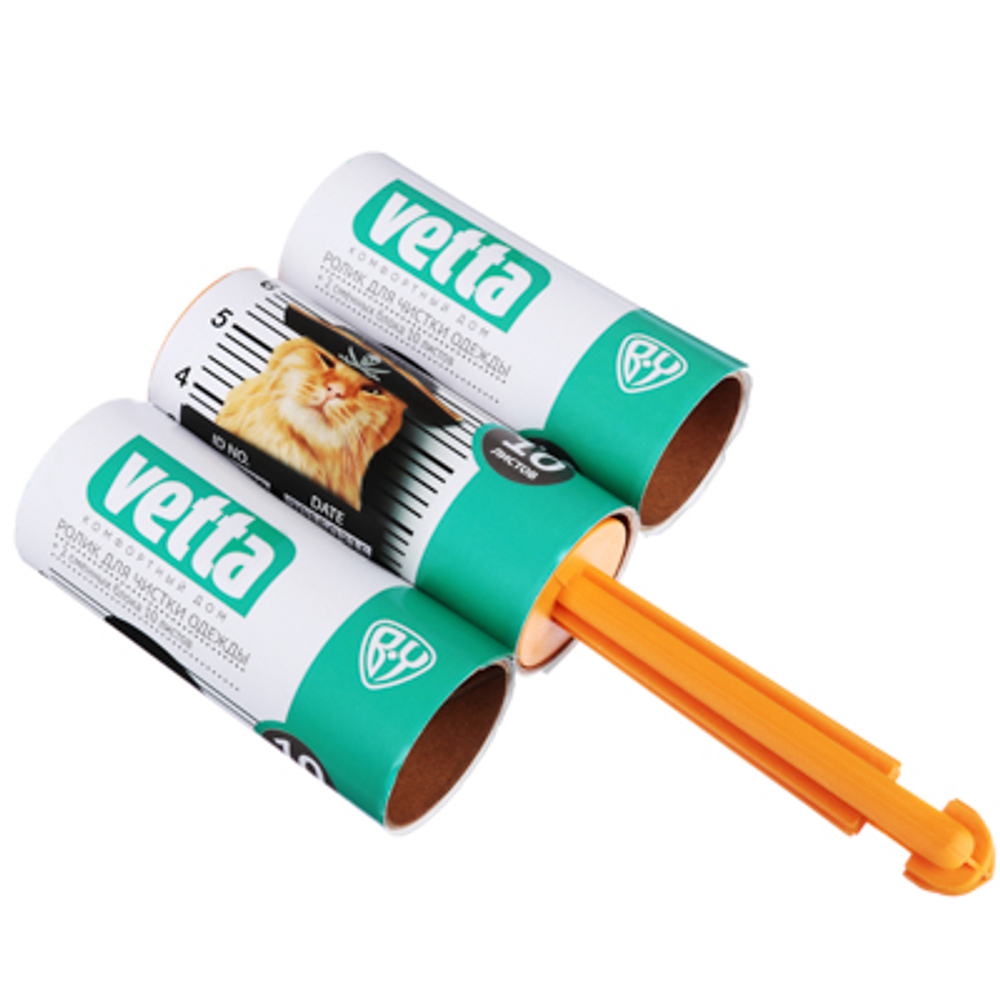 Ролик для чистки одежды  10 листов 2 сменных блока VETTA (12шт/уп)