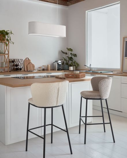 Барный стул Ciselia светло-серый из ткани букле и металла 102 см Испания 