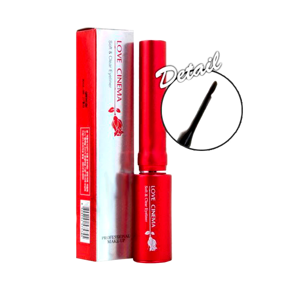 Подводка для век жидкая с кисточкой Love cinema Soft&Clear eyeliner цвет черный (red) 7 мл