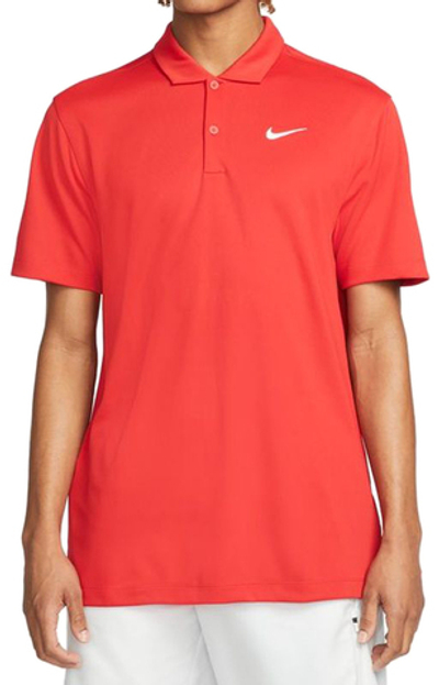 Мужское теннисное поло Nike Men's Court Dri-Fit Solid Polo - university red/white