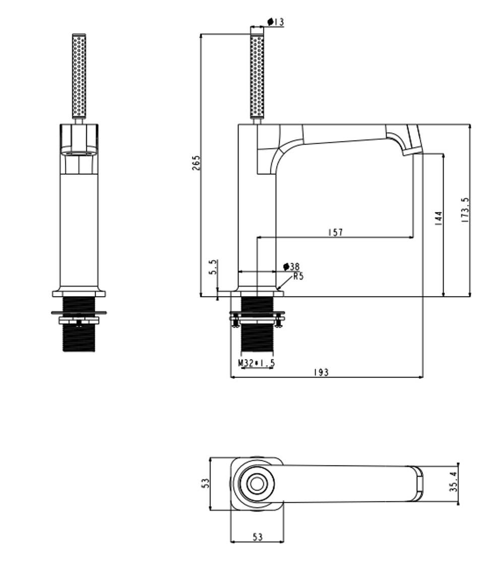Смеситель для раковины стандартный Grocenberg GB2091BL Чёрный матовый