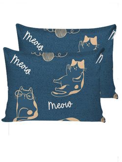 Постельное белье поплин Сказка "Meow" 1,5-сп Наволочка 50x70 см 1 шт Простынь на резинке 90x200 см Пододеяльник 145x215 см