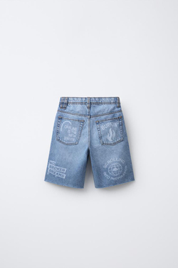 ZARA ДЖИНСОВЫЕ ШОРТЫ, ВЫЦВЕТШИЙ СИНИЙ