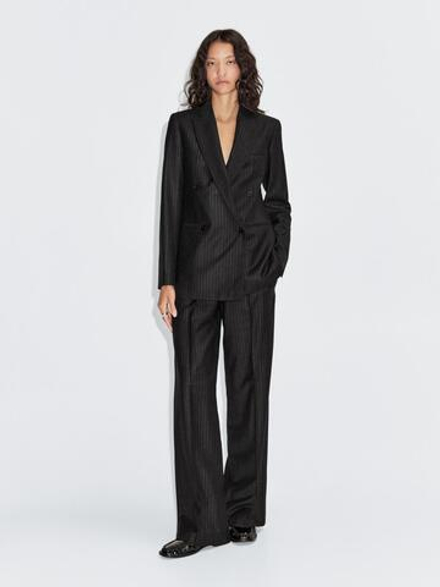 Massimo Dutti Двубортный пиджак из 100% шерсти, серый