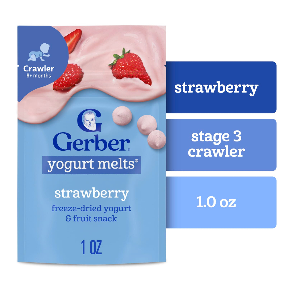 Gerber, Yogurt Melts®, для детей от 8 месяцев, со вкусом клубники, 28 г (1 унция)