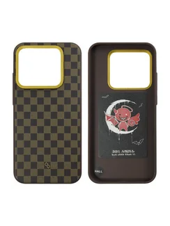 Защитный чехол для Realme GT8 Pro органо-силиконовый под карбон c MagSafe черно-коричневый шахматный (Black-Brown)