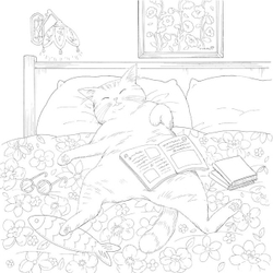 Days with Cats and Flowers. Coloring Book
