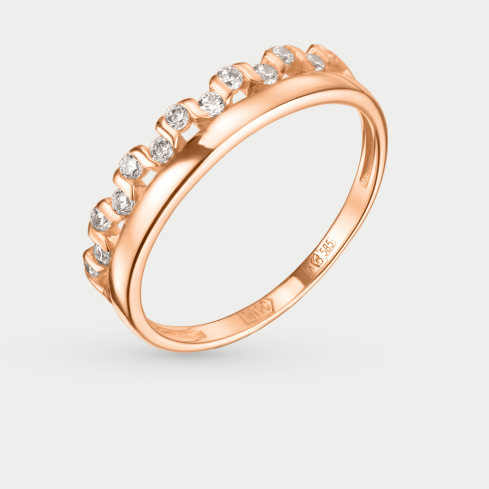 Кольцо для женщин из розового золота 585 пробы с фианитами (арт. 01-117789)