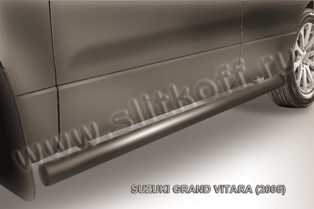 Пороги стальные Suzuki Grand Vitara (2005-2008) d76 труба (серебристые)