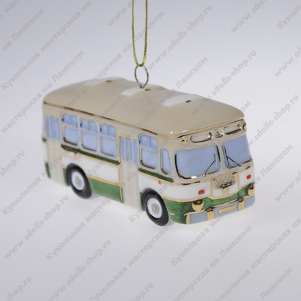 Фарфоровая ёлочная игрушка Автобус