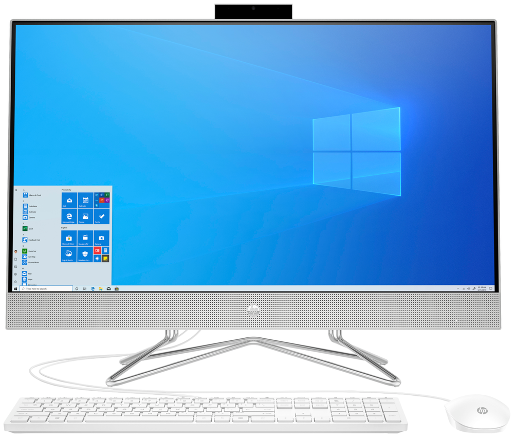Моноблок HP 22-df0045ur. Конфигурация: AMD Ryzen 3 3250U 2.6 ГГц/4 ГБ/128 ГБ SSD/Windows 10 Домашняя/21.5"/1920х1080 пикс.
