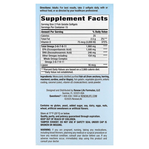 Renew Life, Norwegian Gold®, Super Critical Omega™, максимальная сила действия, 30 капсул из рыбьего желатина