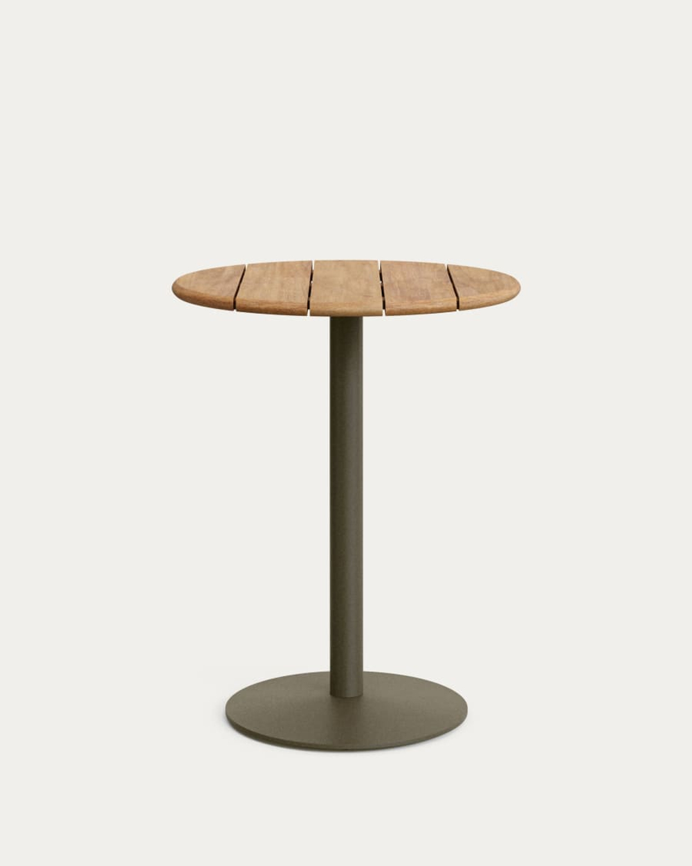 Уличный стол Esilda зеленой стали и акации Ø80 см