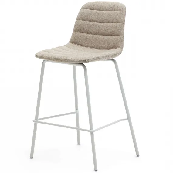 Полубарный стул Zunilda, бежевый с белыми ножками