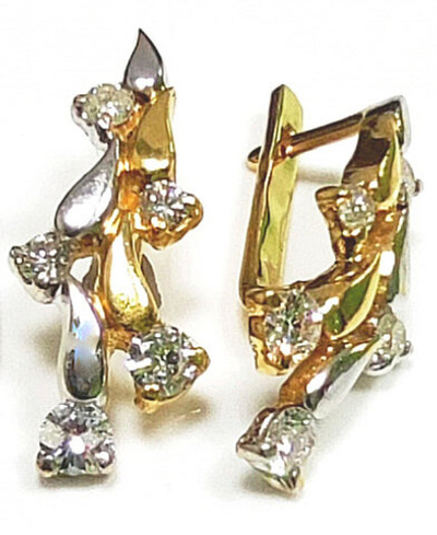 Серьги Эстерелла, золото 750 с бриллиантами, родированные, средний вес 6,71 гр