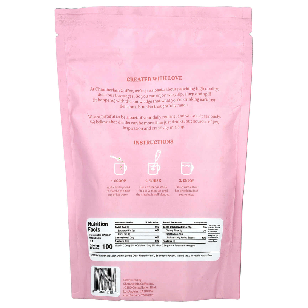 Chamberlain Coffee, Клубничный латте с овсяным молоком, 283 г (10 унций)