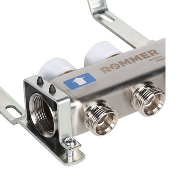 Коллектор Rommer 1"x3/4" на 2 контура с запорными клапанами (нерж. сталь) RMS-3201-000002