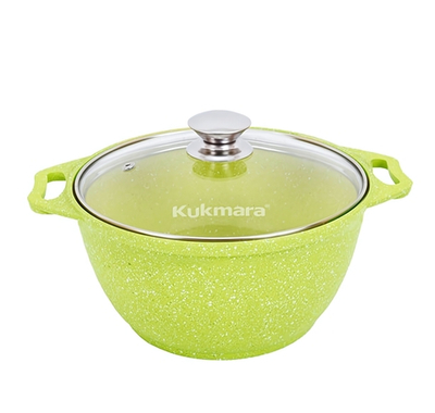 Кастрюля алюминиевая антипригарная 2 л Trendy style со стеклянной крышкой Lime