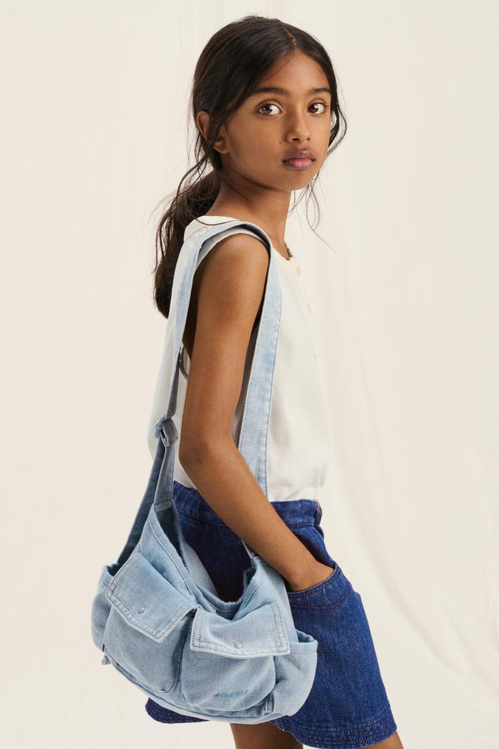 ZARA ДЖИНСОВАЯ ЮБКА, ТЕМНО-СИНИЙ