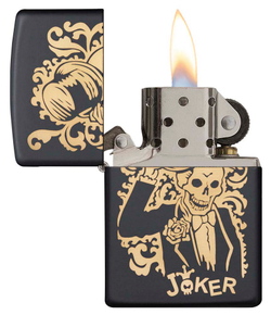 Зажигалка Zippo Skull Design с покрытием Black Matte, латунь/сталь, черная, 38x13x57 мм