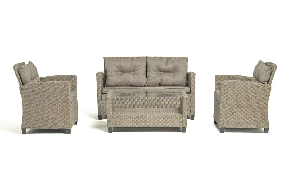 "Филадельфия" лаунж-зона из искусственного ротанга, цвет соломенный, цвет подушек бежевый