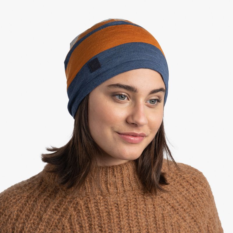 Тонкая шерстяная шапка Buff Merino Move Hat Steel Blue Фото 3