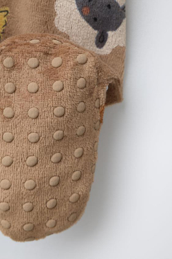 ZARA КОМБИНЕЗОН ИЗ ВЕЛЮРА С ЖИВОТНЫМ ПРИНТОМ, КОРИЧНЕВЫЙ